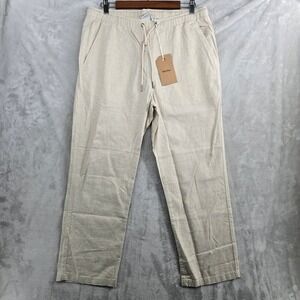 Rhythm Men's 34 Wayfarer Pant Bone Linen Blend Drawstring Waist‎ Huckberry New
